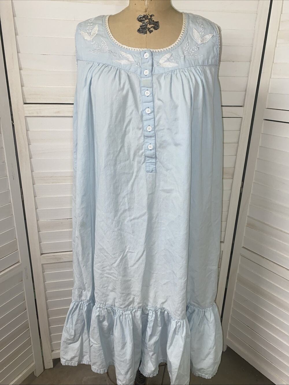 Vintage 80s 90s Chance Encounters Cotton Blue Tank Dress Prairie Cottagecore Med